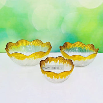 3 Pcs Golden Rim Glass Serving Bowl Set ALV0204