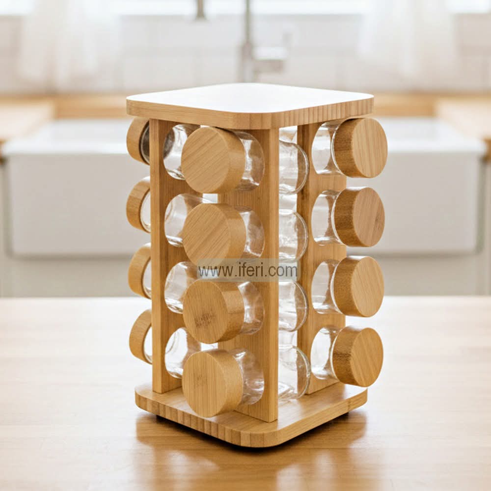 16 Pcs Glass Spice Jar with Revolving Stand DL6928