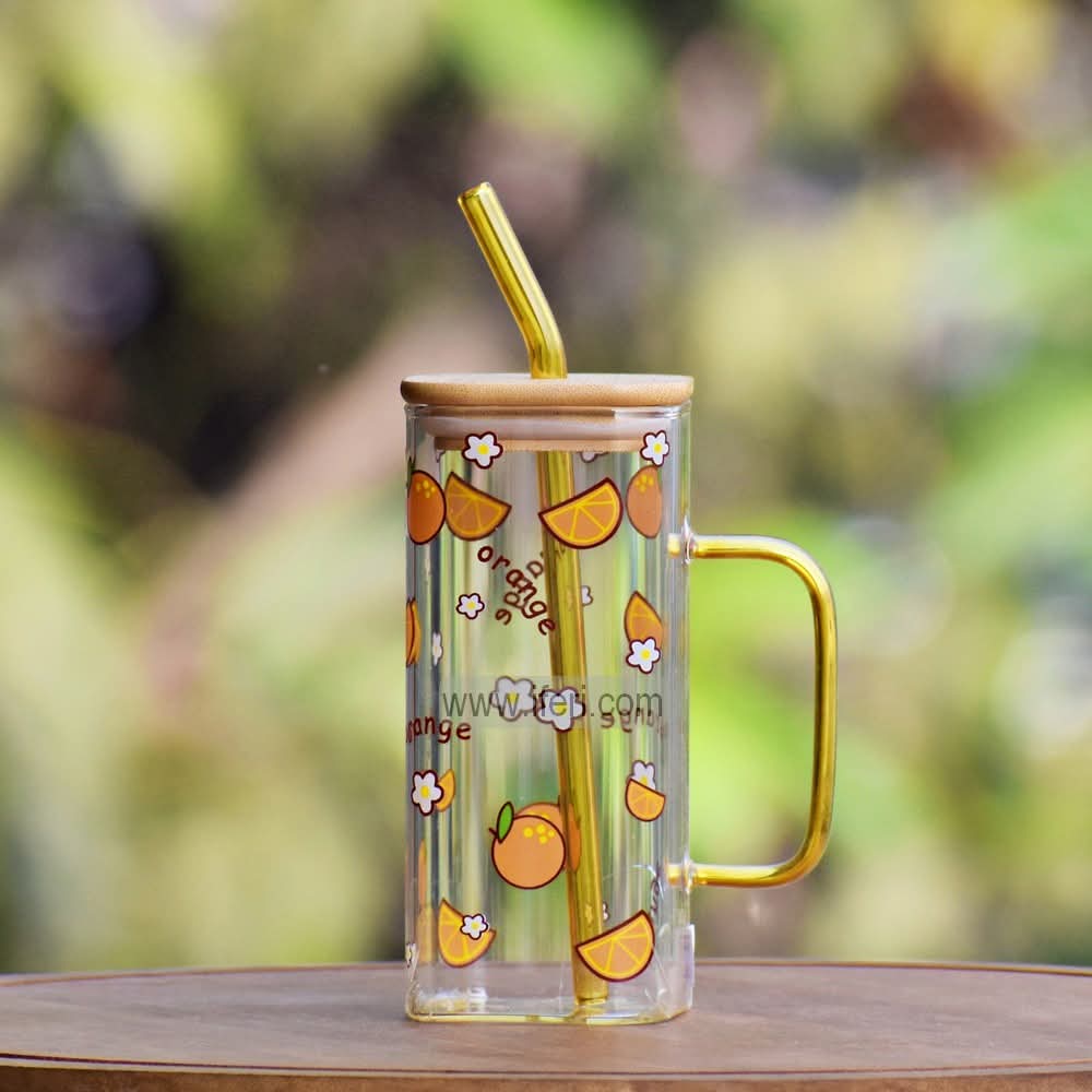 5.4 Inch Glass Juice Sipper Mug with Straw TB1588