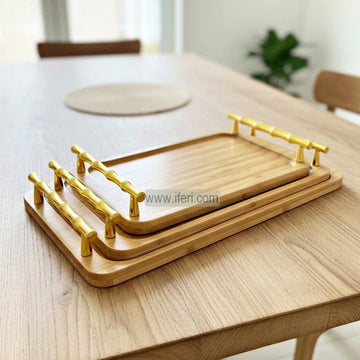 3 Pcs Exclusive Rectangle Bamboo Serving Tray Set DL6923
