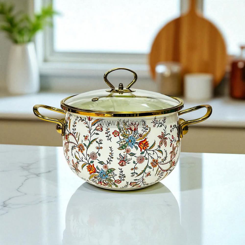 18cm Enamel Soup Pot, Stew Pot, Casserole, Cookware with Lid ALM6536
