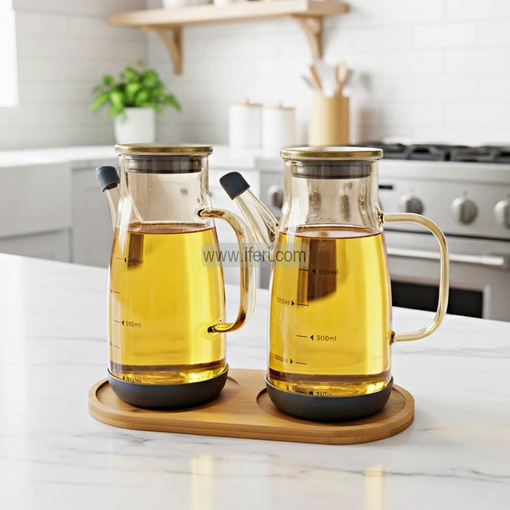 2 Pcs Glass Oil Vinegar Jar / Pot with Stand BDK010