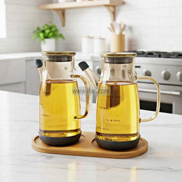 2 Pcs Glass Oil Vinegar Jar / Pot with Stand BDK010