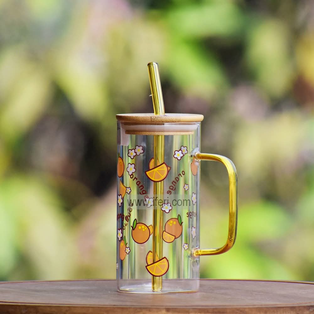 5.4 Inch Glass Juice Sipper Mug with Straw TB1584