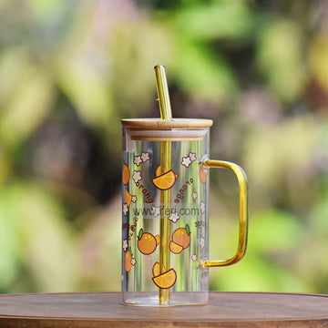 5.4 Inch Glass Juice Sipper Mug with Straw TB1584
