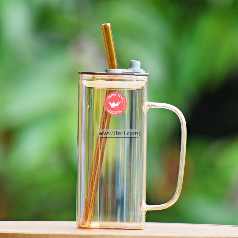 5.4 Inch Glass Juice Sipper Mug with Straw RH0352