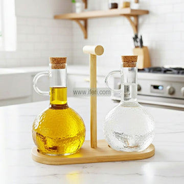 2 Pcs Glass Oil Vinegar Jar / Pot with Stand BDK007