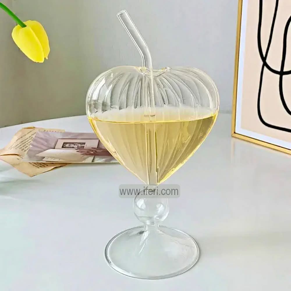6.5 Inch Glass Juice Sipper Mug with Straw ALV0200