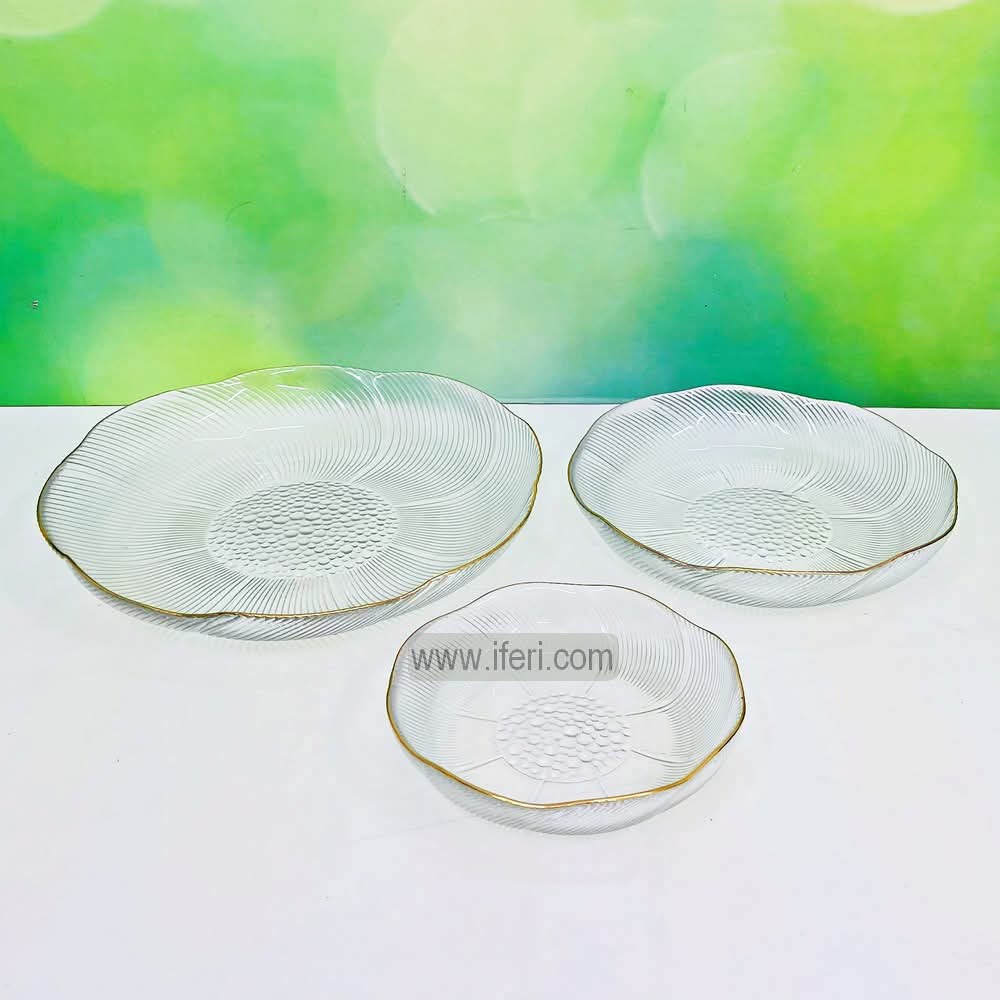 3 Pcs Golden Rim Glass Serving Bowl / Dish Set ALV0206