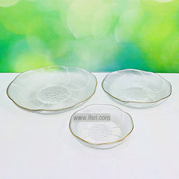 3 Pcs Golden Rim Glass Serving Bowl / Dish Set ALV0206