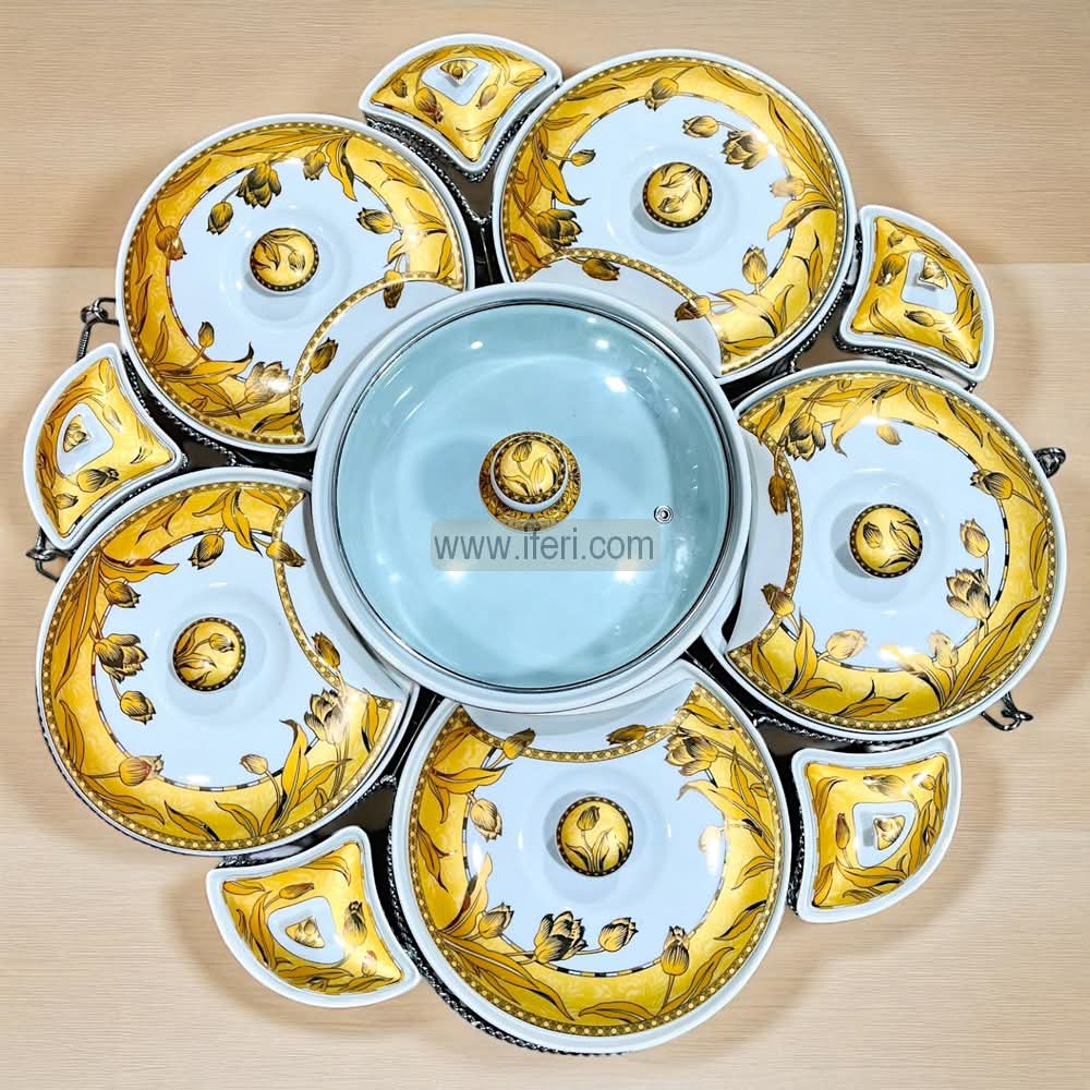 11 Part Large Size Revolving Ceramic Appetizer & Condiment Servers Set BS089