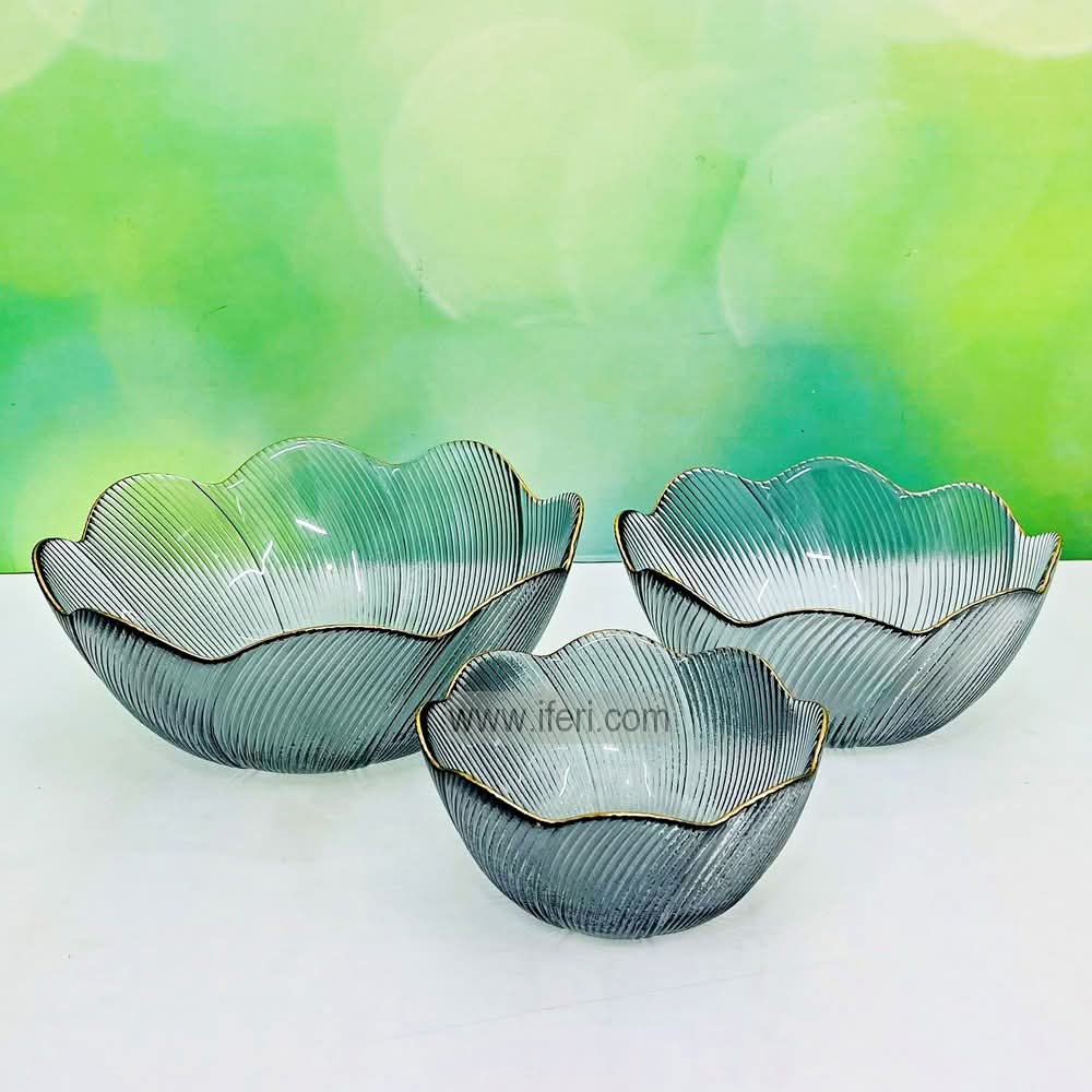 3 Pcs Golden Rim Glass Serving Bowl Set ALV0203