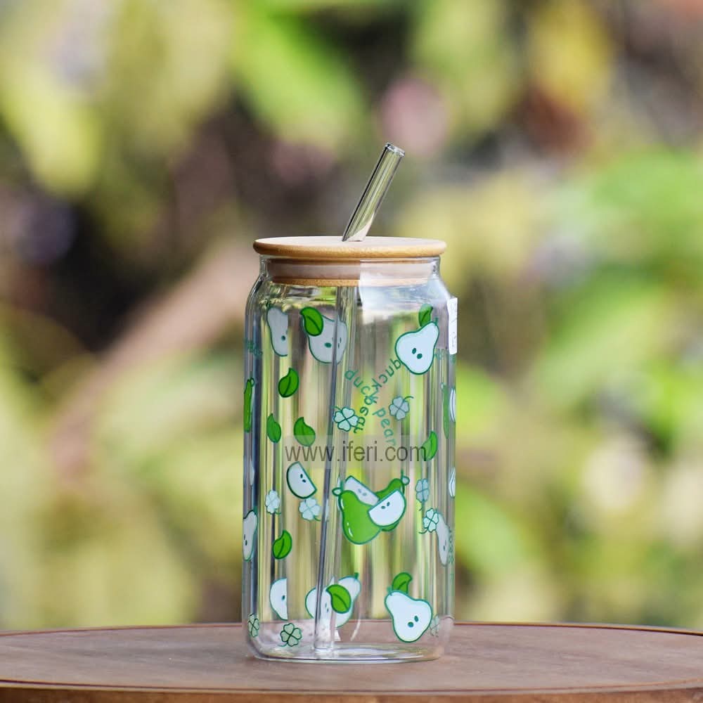 5.8 Inch Glass Juice Sipper Mug with Straw TB1580