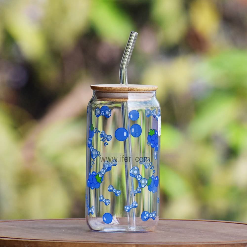 5.8 Inch Glass Juice Sipper Mug with Straw TB1579