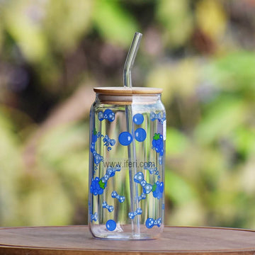 5.8 Inch Glass Juice Sipper Mug with Straw TB1579