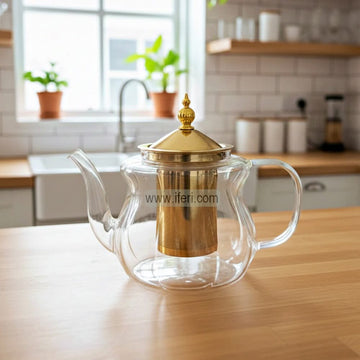 5 Inch Tempered Glass Tea Pot / Tea Kettle with Infuser DL6919