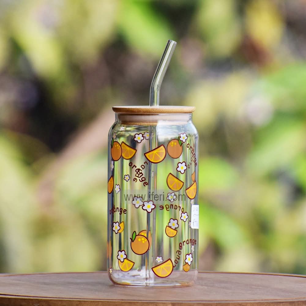 5.8 Inch Glass Juice Sipper Mug with Straw TB1578