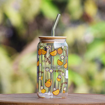 5.8 Inch Glass Juice Sipper Mug with Straw TB1578