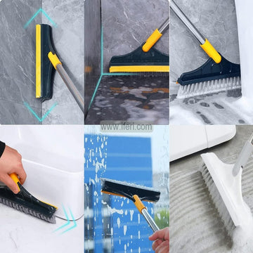 3 in 1 Adjustable V Shaped Cleaning Brush, Long Handle Scrub Brush with Squeegee AnZ002