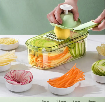 6-in-1 Vegetable Slicer For Kitchen, Adjustable Food Slicer with 6 Stainless Steel Blades, Hand Guard and Container AnZ023