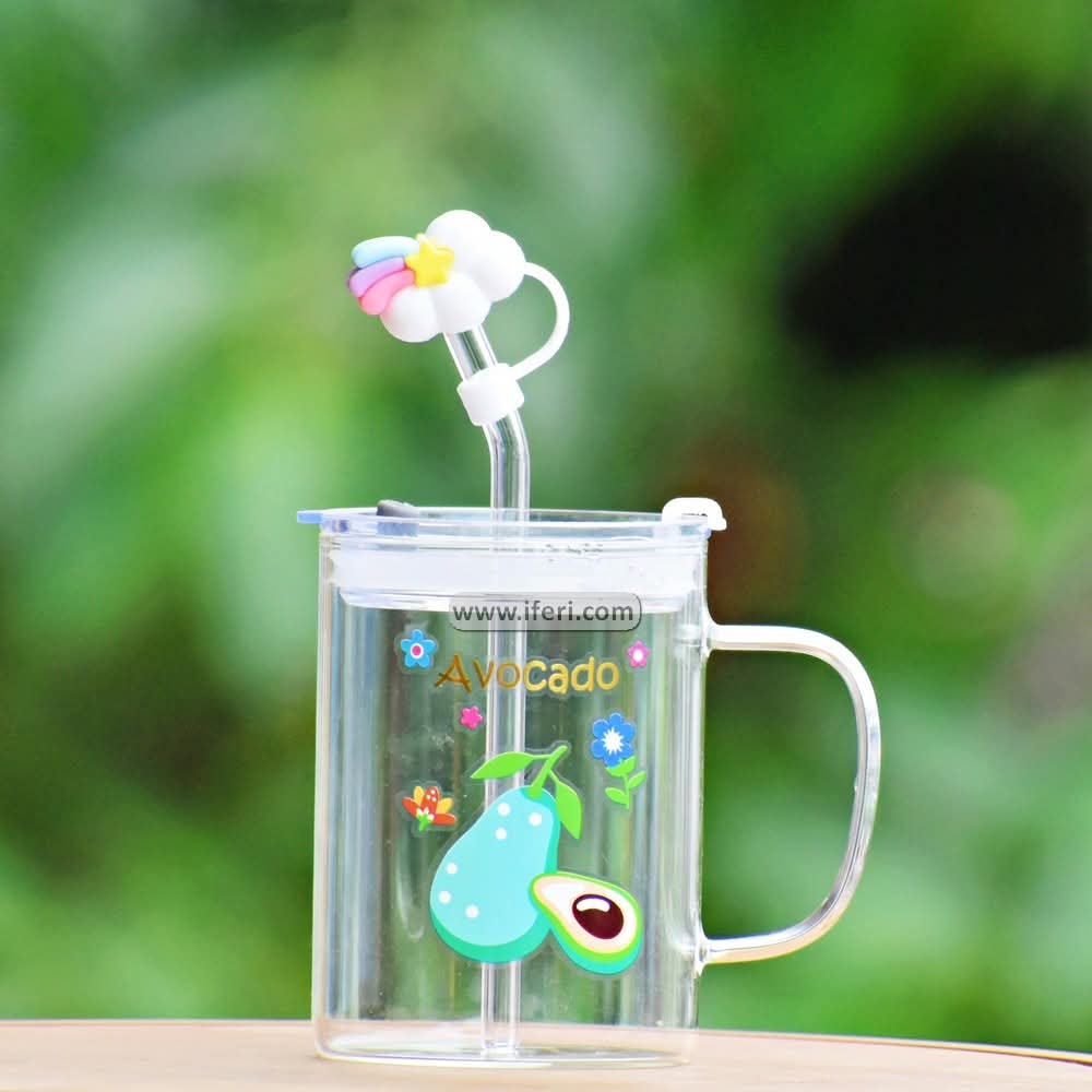 4.4 Inch Glass Juice Sipper Mug with Straw RH0350
