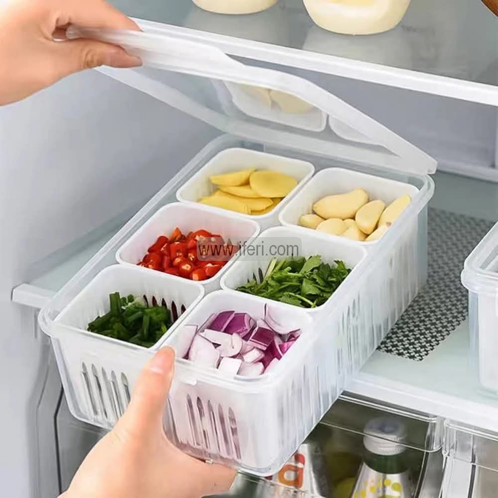 6 Grid Refrigerator Box Containers, Stackable Storage Box,  Kitchen Vegetable Box for Kitchen Organization AnZ018