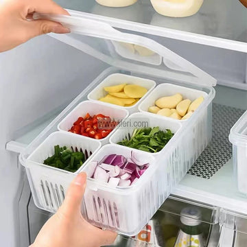 6 Grid Refrigerator Box Containers, Stackable Storage Box,  Kitchen Vegetable Box for Kitchen Organization AnZ018