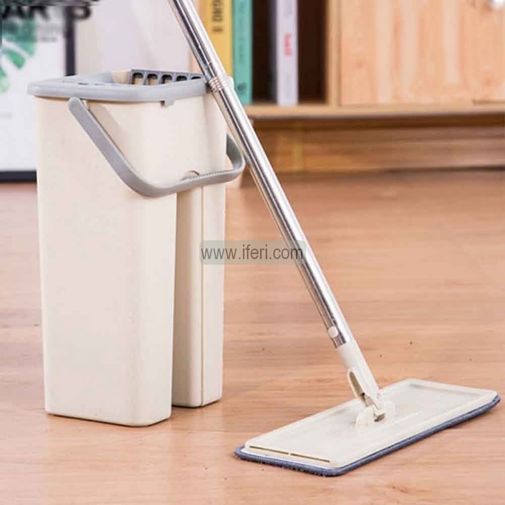 Flat Floor Mop, Long Wringing, Wet And Dry System Bucket, 280° Flexible Head Stainless Steel Long Handle Mop AnZ011