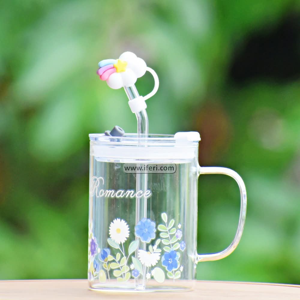 4.4 Inch Glass Juice Sipper Mug with Straw RH0351