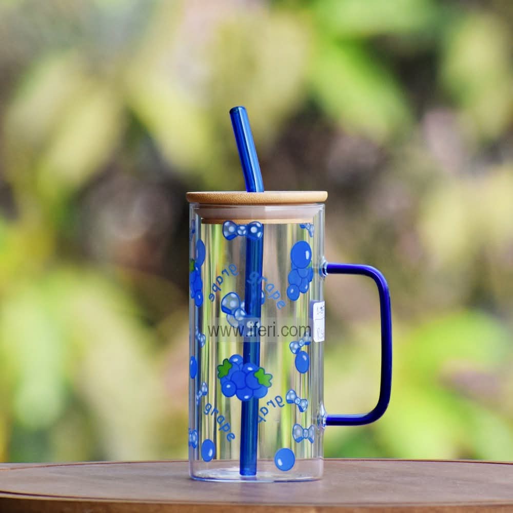 5.4 Inch Glass Juice Sipper Mug with Straw TB1585