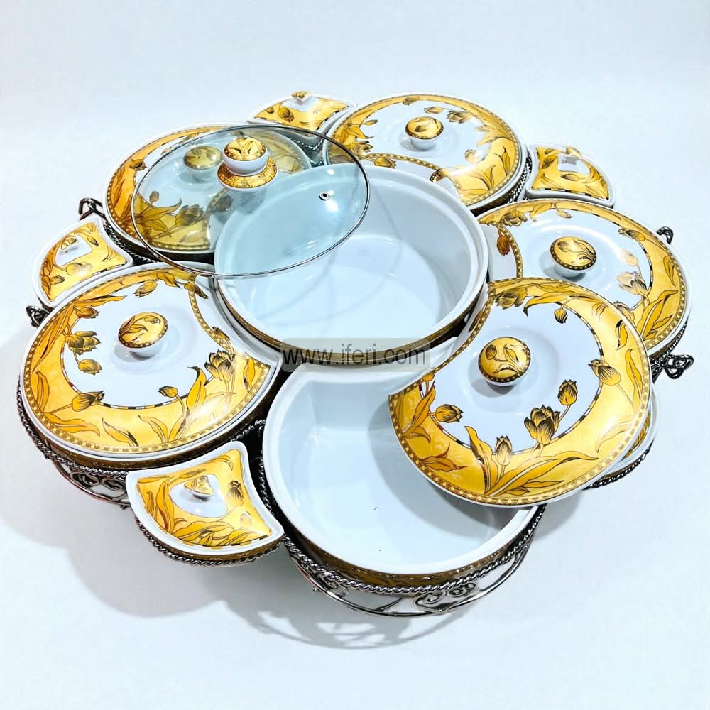 11 Part Large Size Revolving Ceramic Appetizer & Condiment Servers Set BS089
