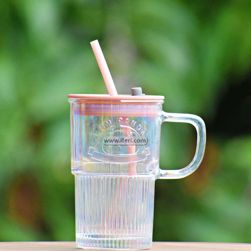 5.4 Inch Glass Juice Sipper Mug with Straw RH0346-1