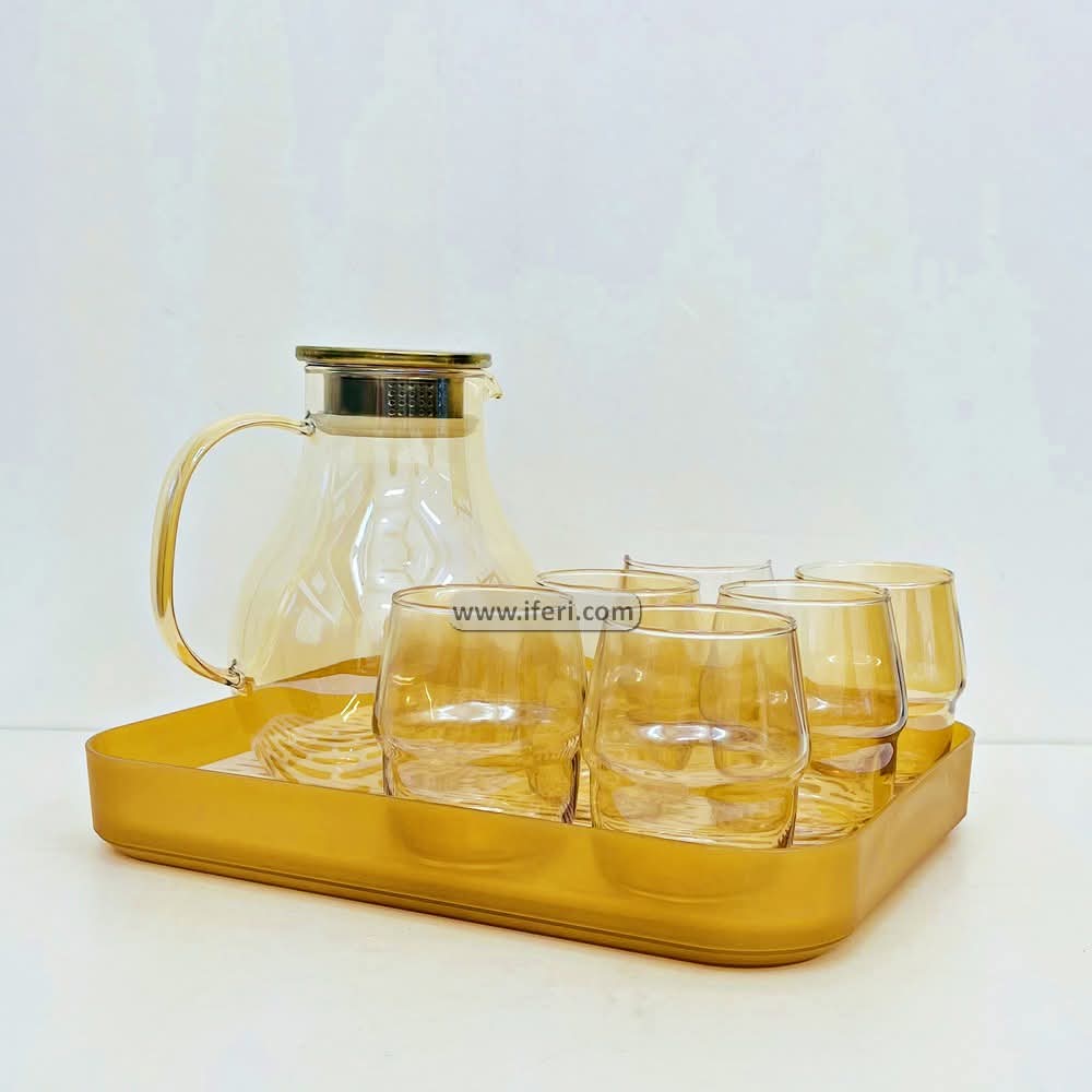 7 Pcs Borosilicate Glass Water Juice Jug & Glass Set with Tray RH0361