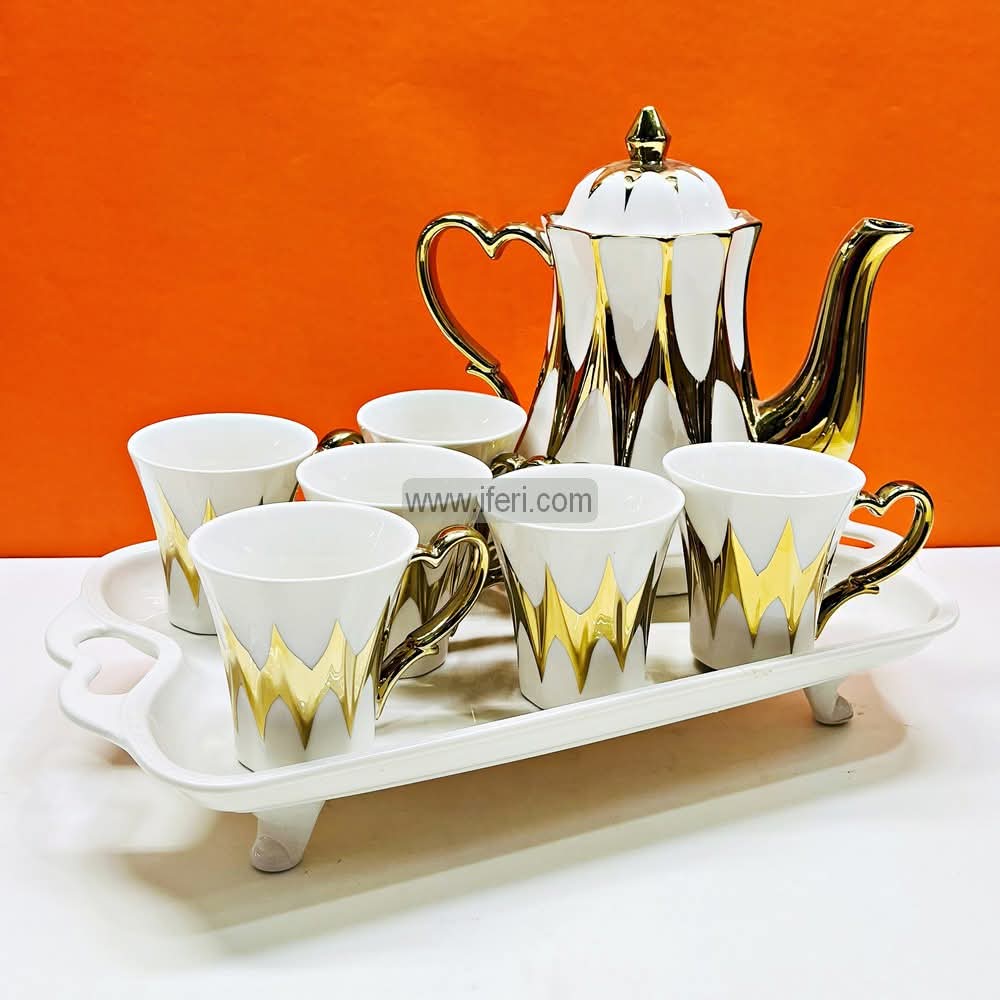 7 Pcs Exclusive Ceramic Tea Pot & Cup Set with Serving Tray HR2014