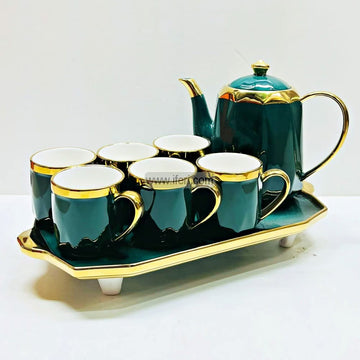 7 Pcs Exclusive Ceramic Tea Pot & Cup Set with Serving Tray HR2022