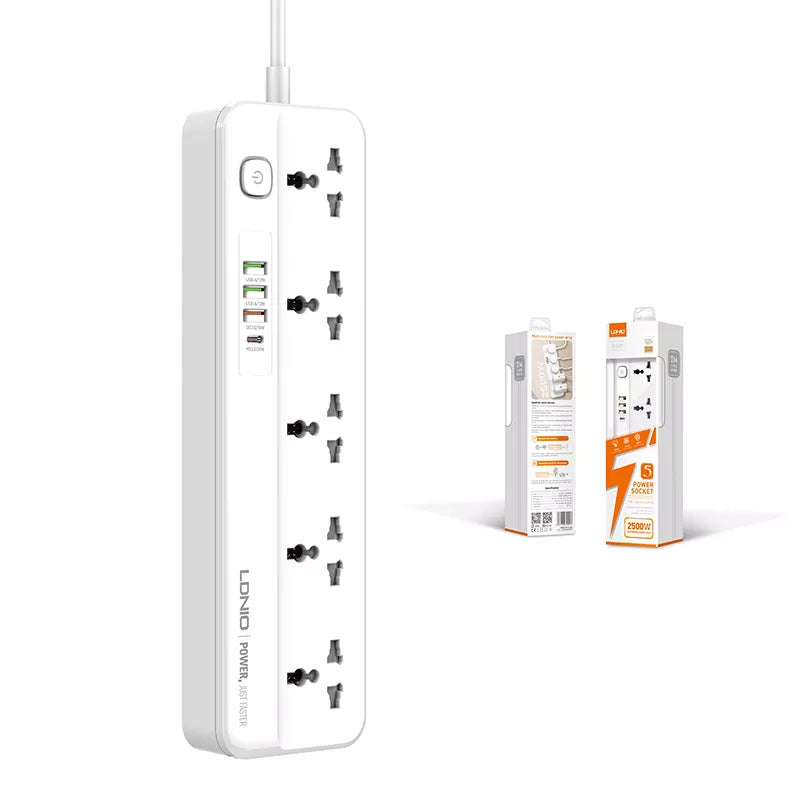 LDNIO SC5415 Power Strips 5 Way Outlet with USB Ports Universal Extension Power Socket LDN1011
