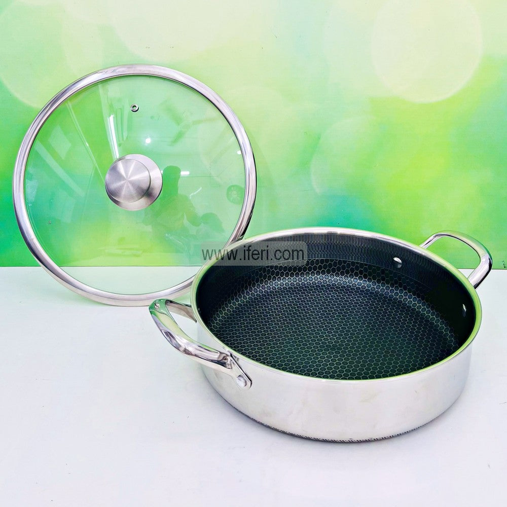28cm Uncoated Honeycomb Design Stainless Steel Non-Stick Cookware / Multipan with Lid SOF006