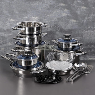 21 Pcs Kaisa Villa Stainless Steel Cookware Set with Lid KV-21G