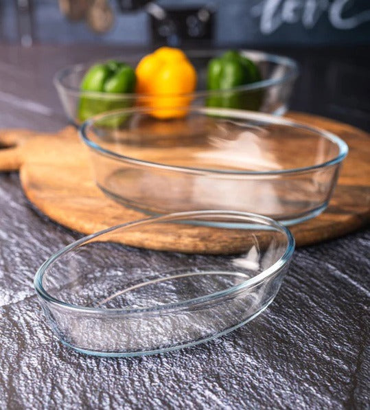 3 Piece Tempered Glass Oval Casserole Set UT5644