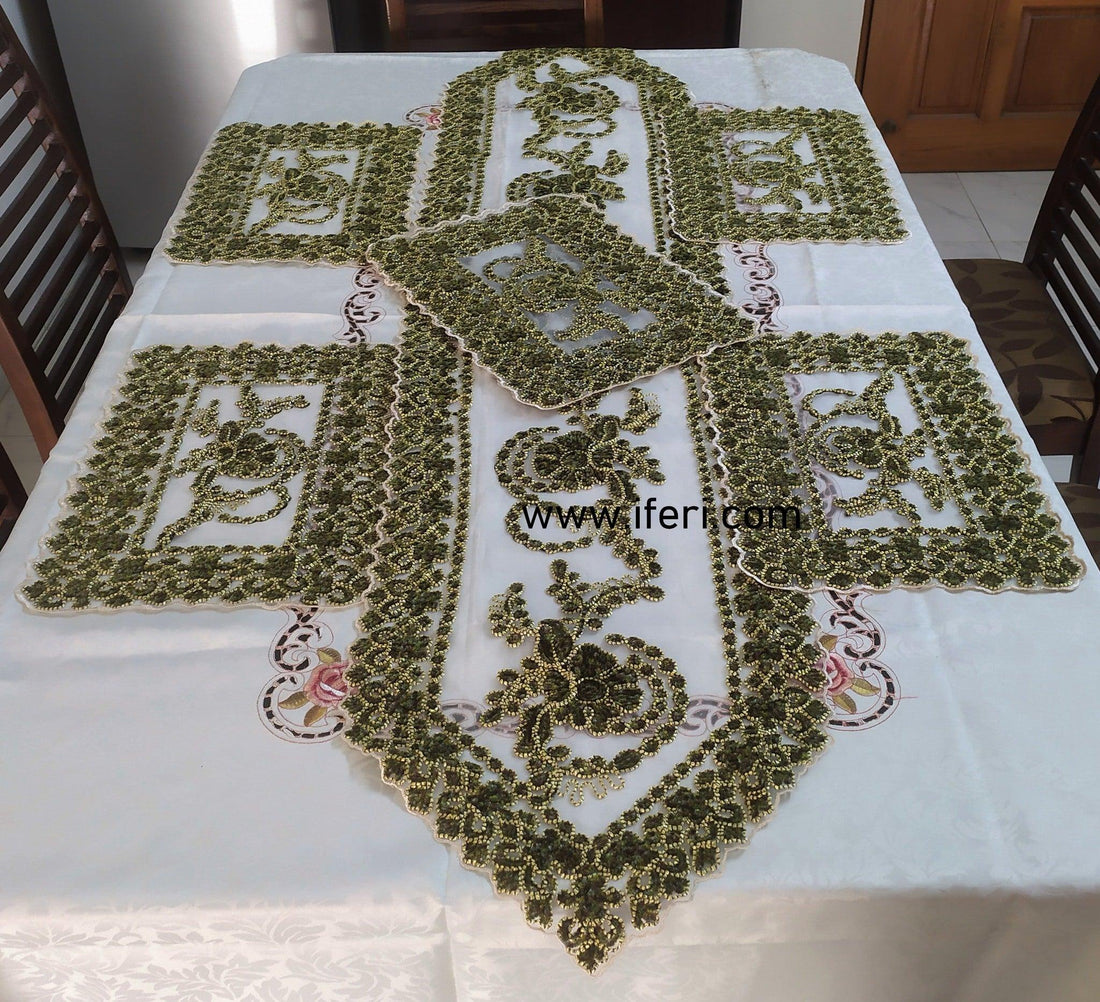 7 Pcs Embroidered Table Mat with Runner RJ1322 Price in Bangladesh - iferi.com