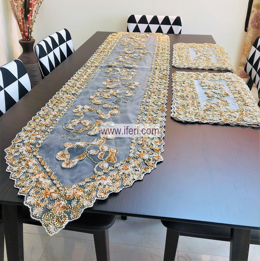7 Pcs Embroidered Table Mat with Runner RJ1324 Price in Bangladesh - iferi.com