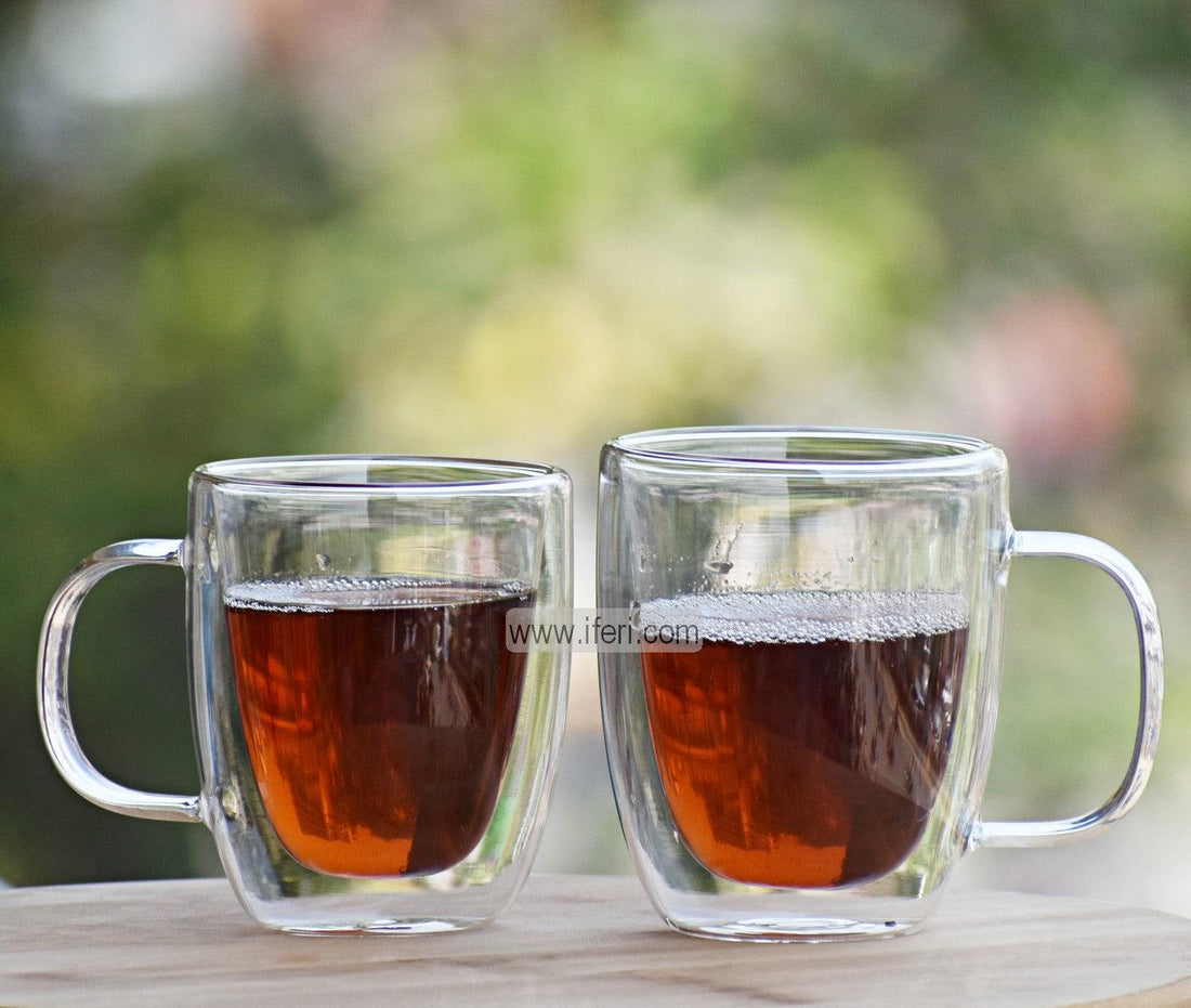 2 Pcs Double Wall Borosilicate Glass Mug CK1467 Price in Bangladesh - iferi.com