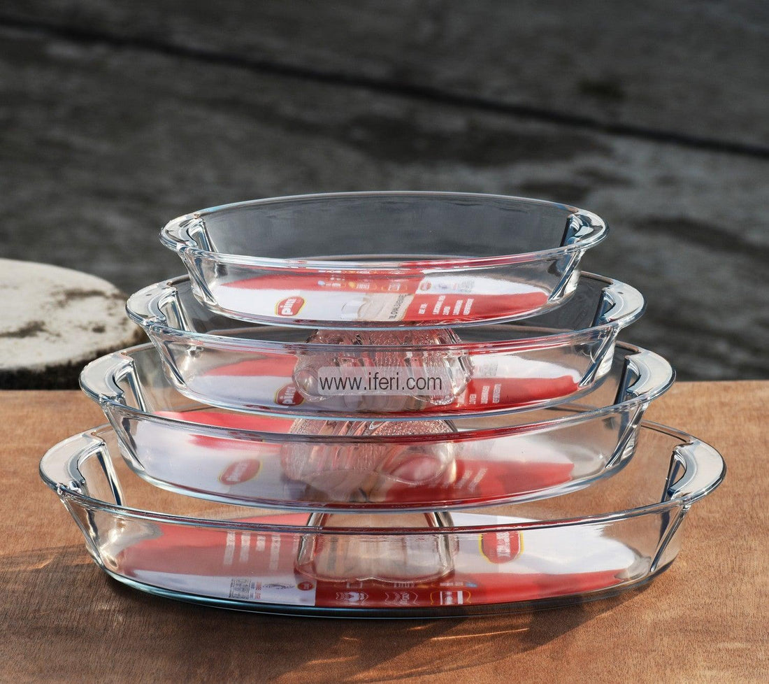 4 Piece Tempered Glass Oval Casserole Set RH0187 Price in Bangladesh - iferi.com