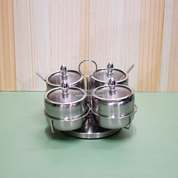 4 Pcs Stainless Steel Spice Jar with Revolving Stand FH0775 Price in Bangladesh - iferi.com