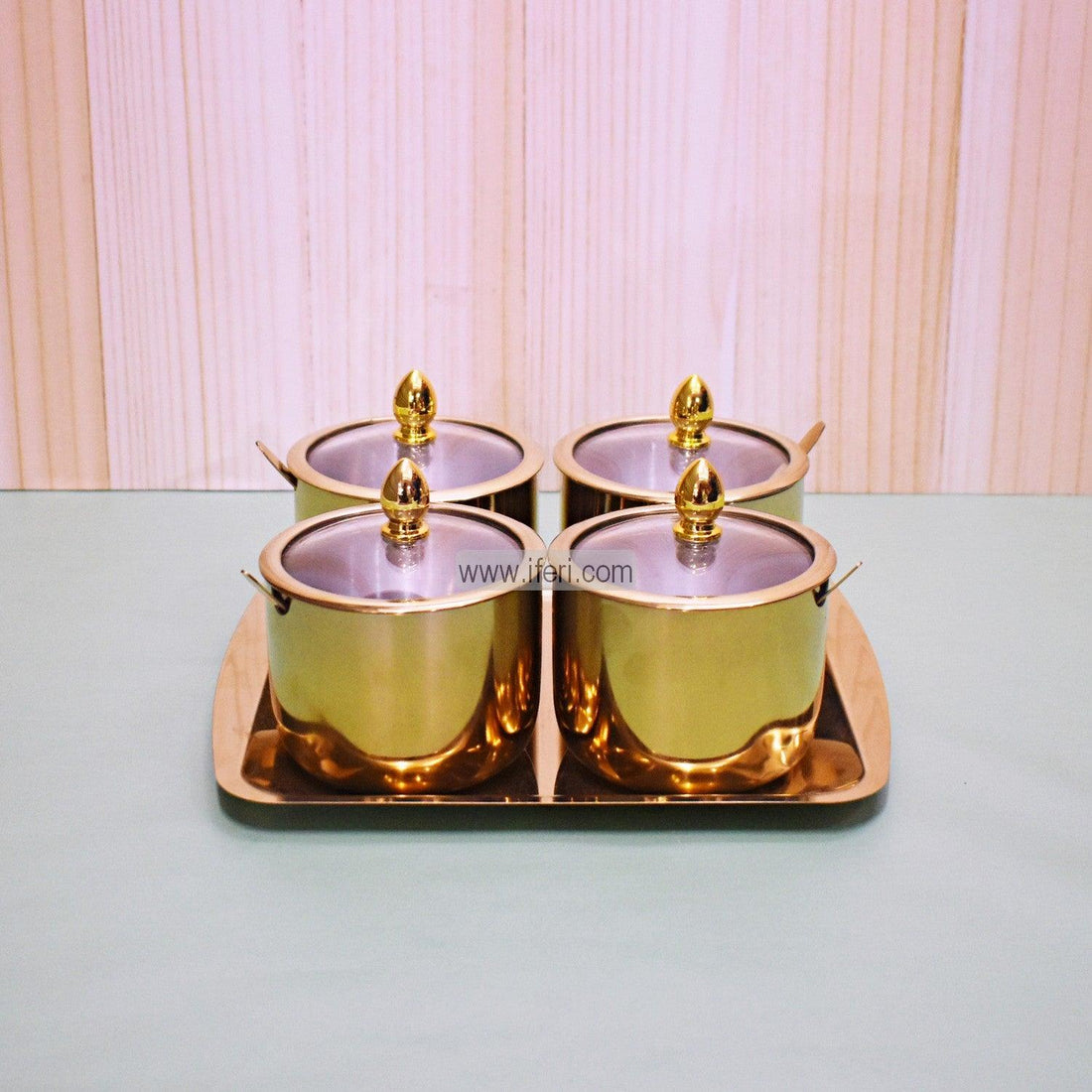 4 Pcs Stainless Steel Spice Jar with Tray FH0780 Price in Bangladesh - iferi.com