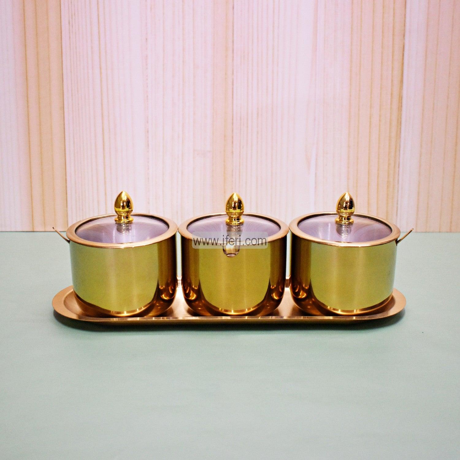 3 Pcs Stainless Steel Spice Jar with Tray FH0779 Price in Bangladesh - iferi.com