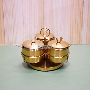 3 Pcs Stainless Steel Spice Jar with Revolving Stand FH0776 Price in Bangladesh - iferi.com