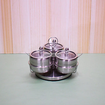 3 Pcs Stainless Steel Spice Jar with Revolving Stand FH0774 Price in Bangladesh - iferi.com
