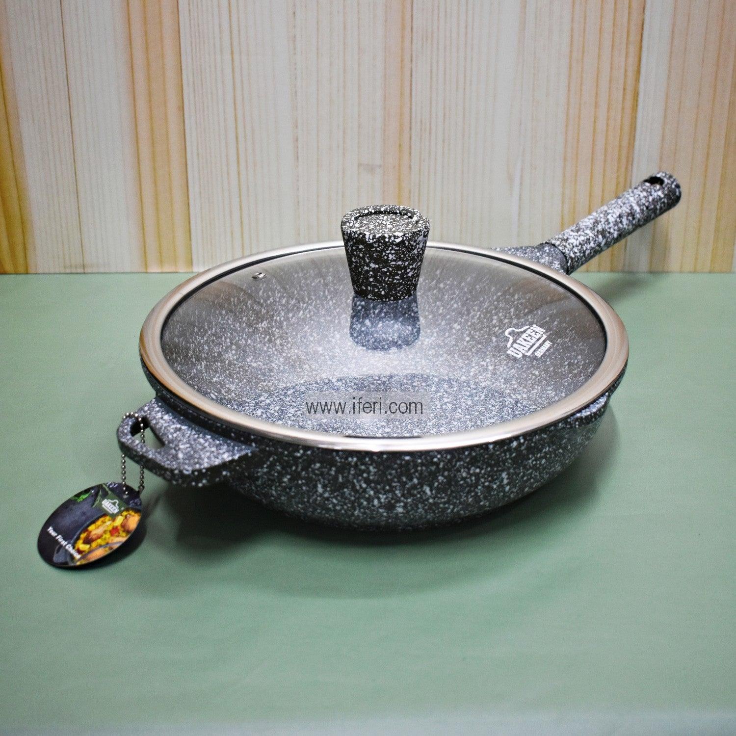 Uakeen Non-Stick Granite Coated Wok Pan With Lid RH1855 Price in Bangladesh - iferi.com