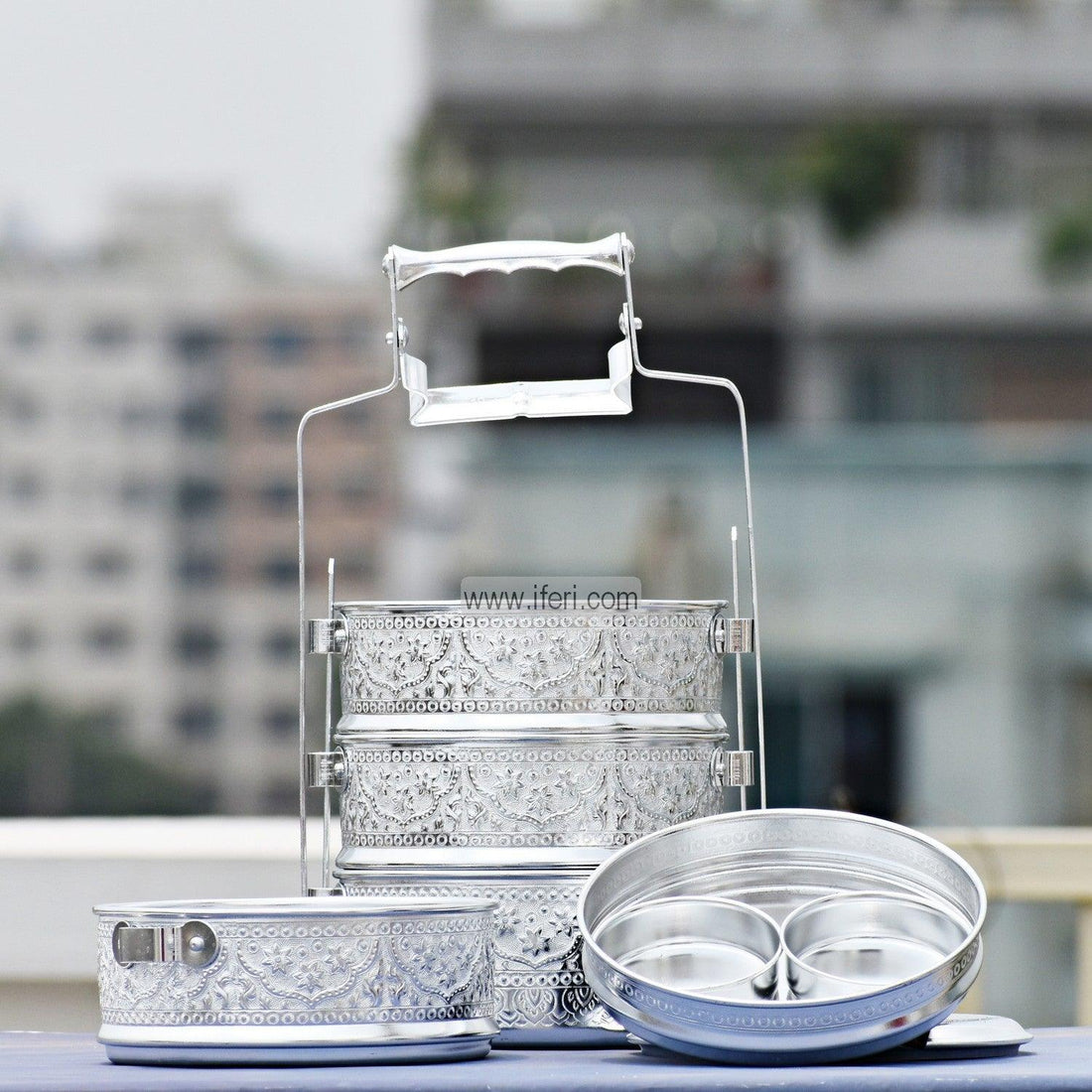 5 Tier Vintage Aluminium Tiffin Food Carrier UT1119 Price in Bangladesh - iferi.com